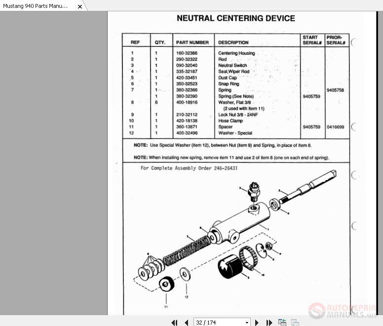 Mustang 2041 skid steer service manual diagram