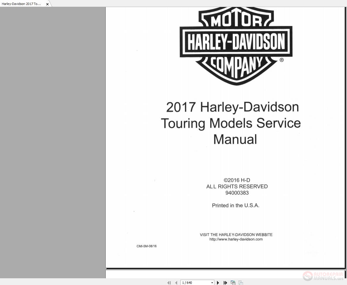 Harley-davidson 2017 Touring Service Manual Auto Repair Manual Forum - Heavy Equipment Forums - Download Repair Workshop Manual