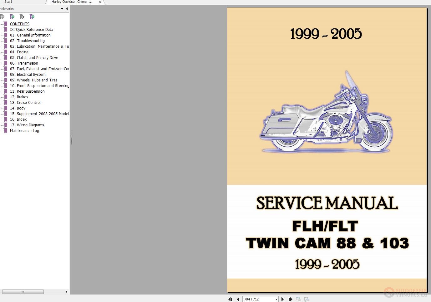 Harley-davidson Clymer 1999-2005 Flh-flt Twin Cam 88 103 Service Manual Auto Repair Manual Forum - Heavy Equipment Forums - Download Repair Workshop Manual
