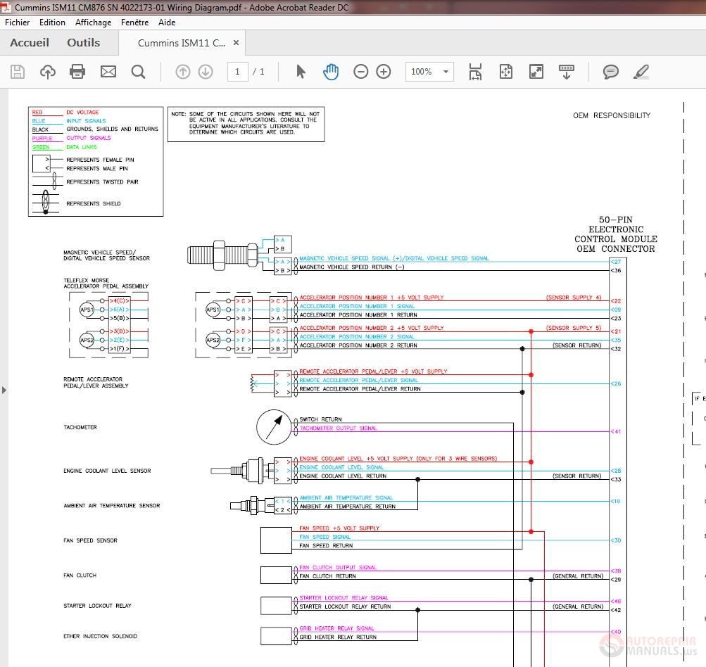 Cummins ISM11 CM876 SN 4022173-01 Wiring Diagram | Auto Repair Manual ...