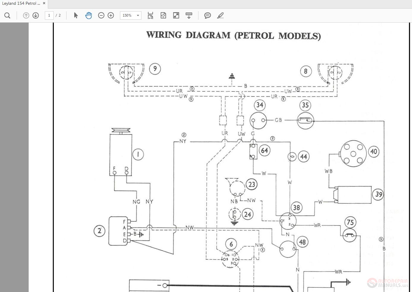 Leyland 154 Petrol Tractor Wiring Diagrams