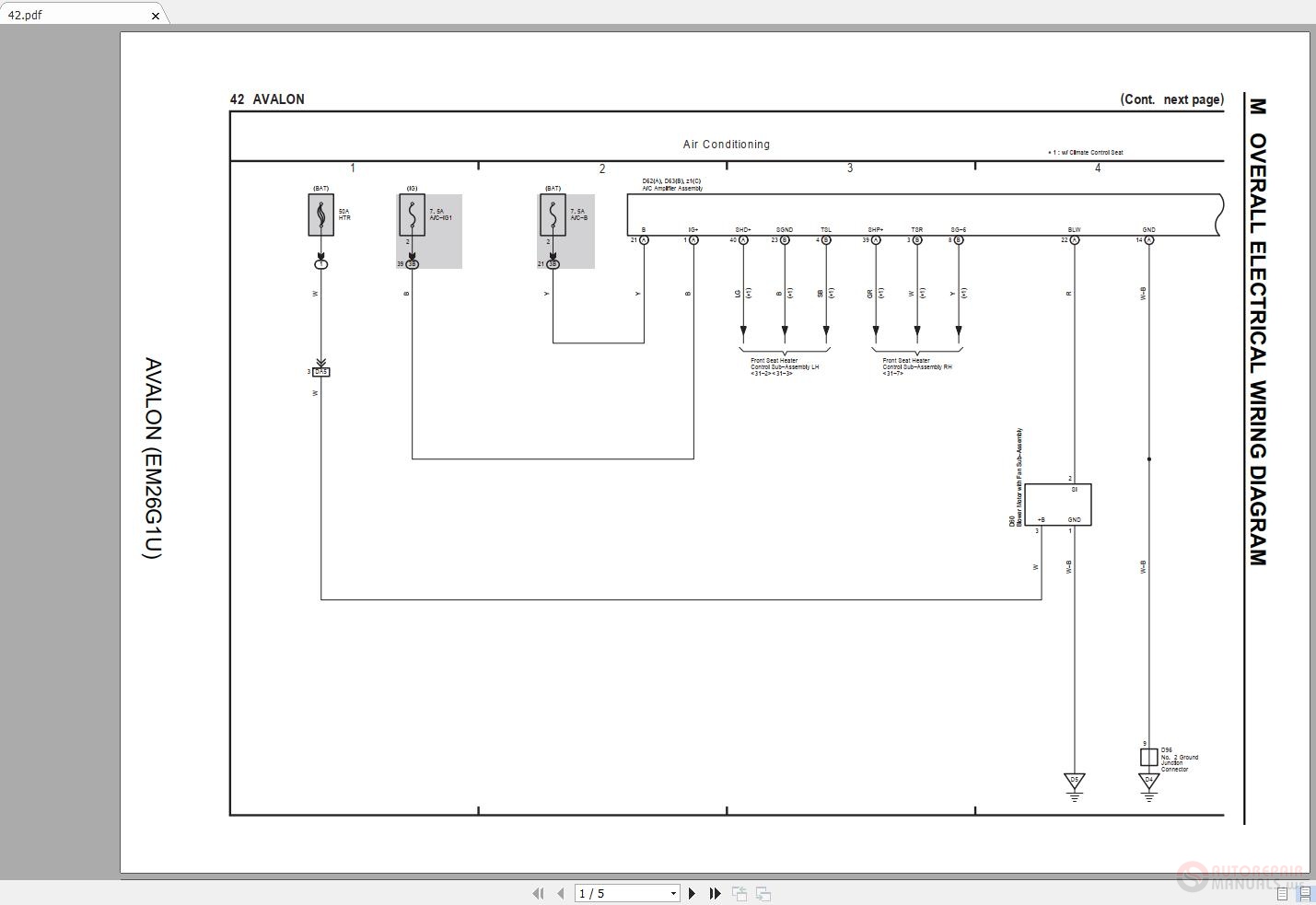 Toyota Avalon 2015-2018 Electrical Wiring Diagram | Auto Repair Manual