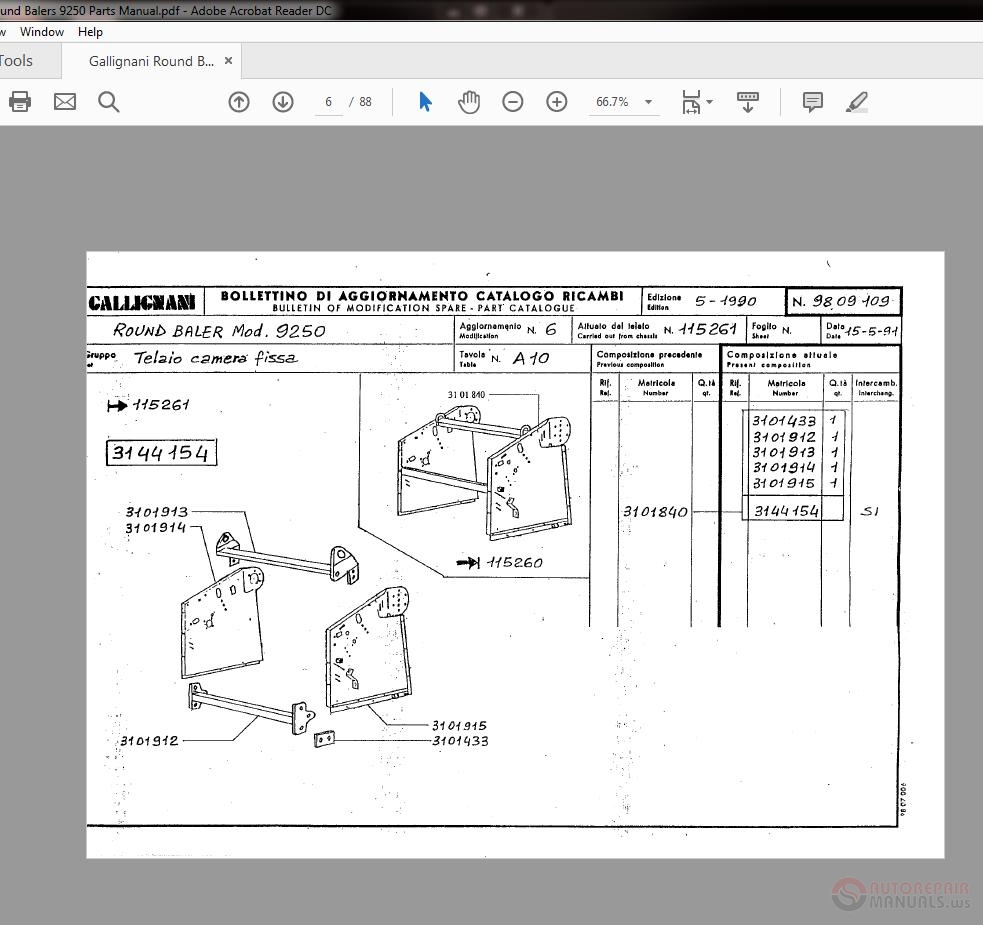 Gallignani 9300 parts manual in PDF format 
