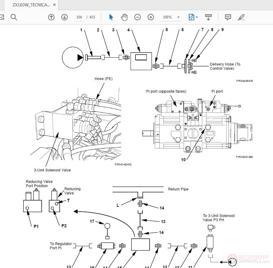 Hitachi ZX 160W Wheeled Excavator TTCBBE-00 Technical Manual 