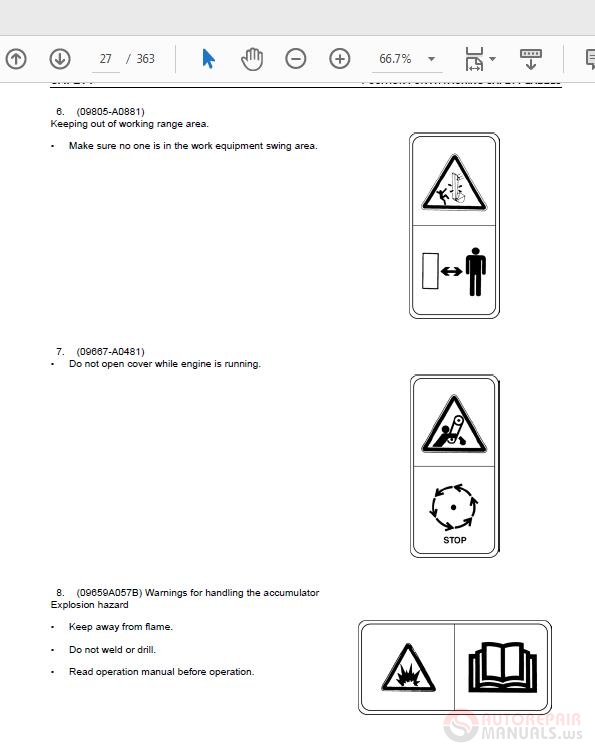 Komatsu PC210-PC240NLC-7K UEAM001704 Operation & Maintence Manual ...