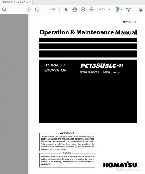 Komatsu_Hydraulic_Excavator_PC138USLC-11_50830_and_up_Operation_And_Maintenance_Manual_1