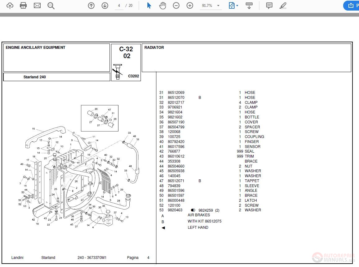 Landini Starland_240 Parts Catalog | Auto Repair Manual Forum - Heavy ...