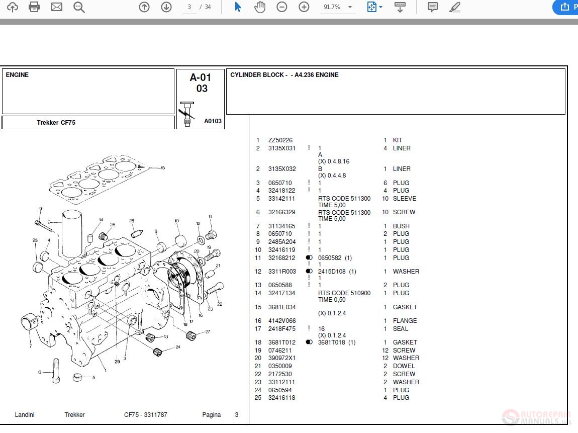 Landini Trekker_CF75 Parts Catalog | Auto Repair Manual Forum - Heavy ...