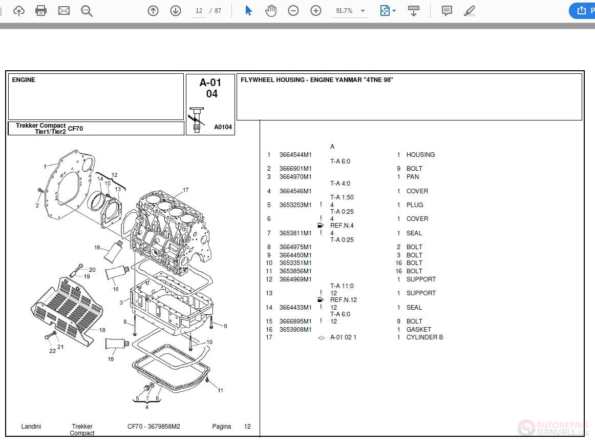 Landini Trekker_Compact_CF70 Parts Catalog | Auto Repair Manual Forum ...