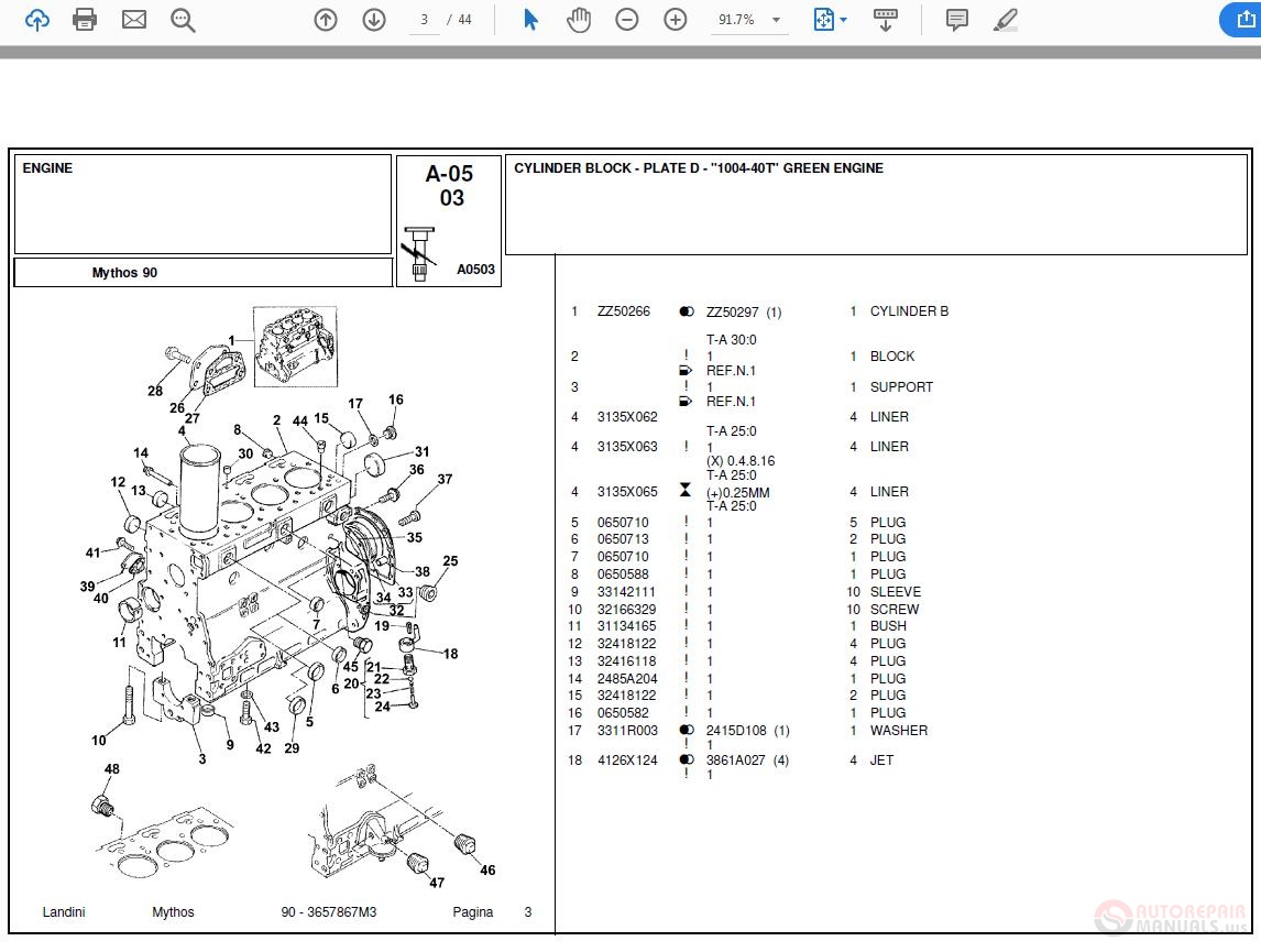 Landini Mythos_90 Parts Catalog | Auto Repair Manual Forum - Heavy ...