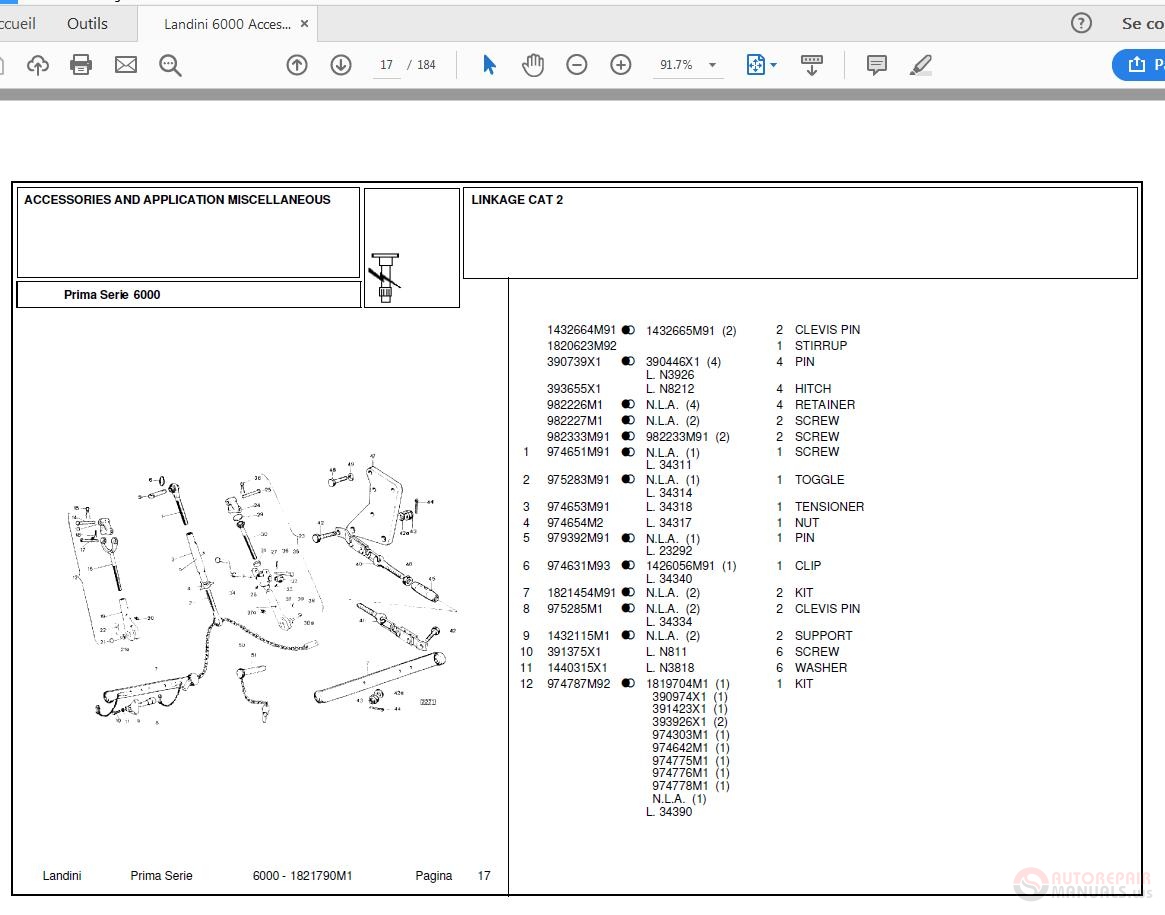 Landini 6000 Accessories And Application Miscellaneous Parts Catalog ...