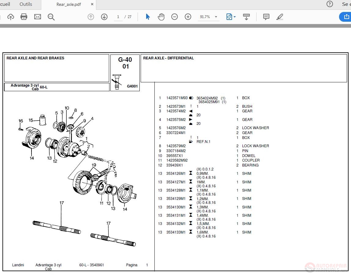 Landini Advantage_60L Parts Catalog | Auto Repair Manual Forum - Heavy ...