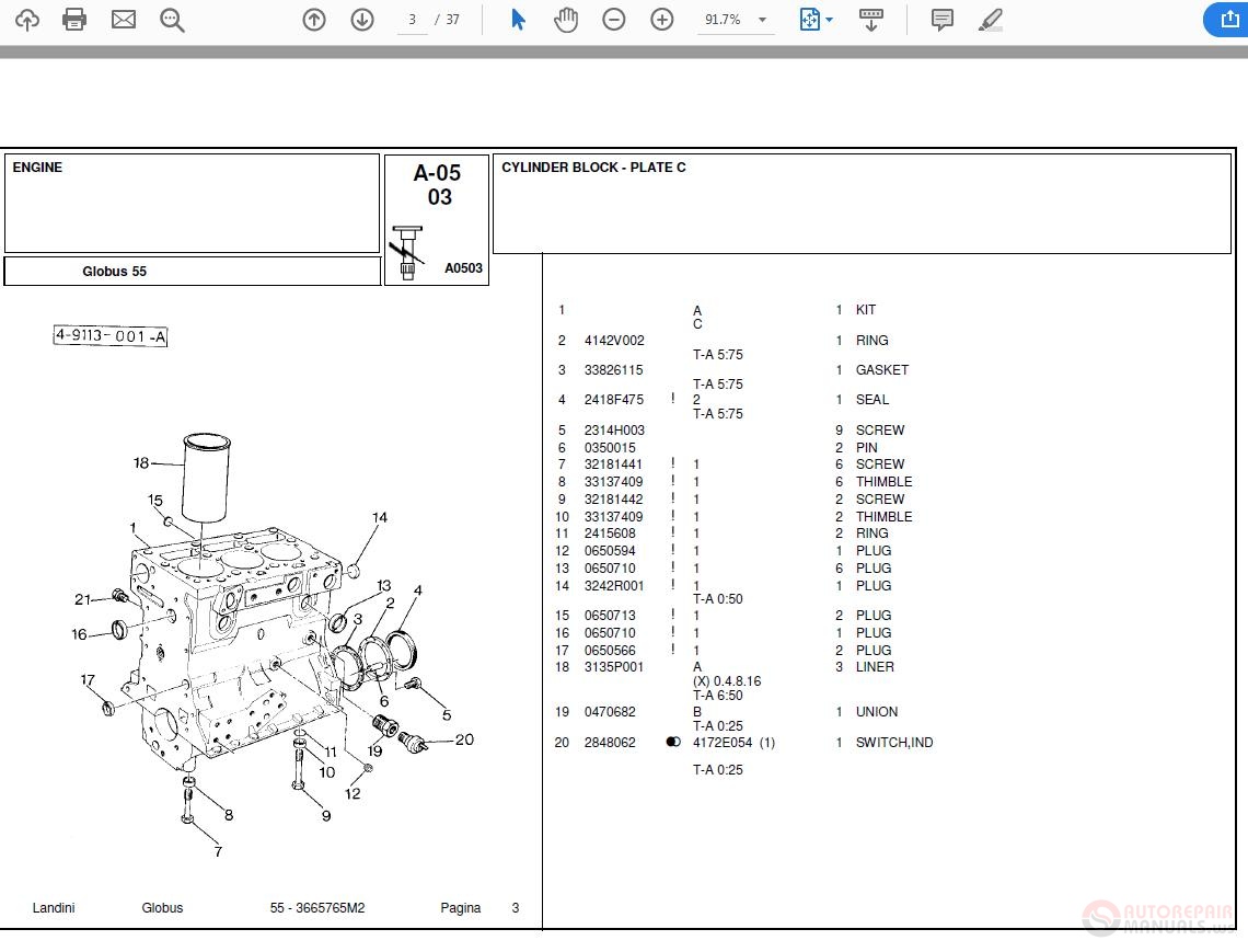 Landini Globus_55 Parts Catalog | Auto Repair Manual Forum - Heavy ...