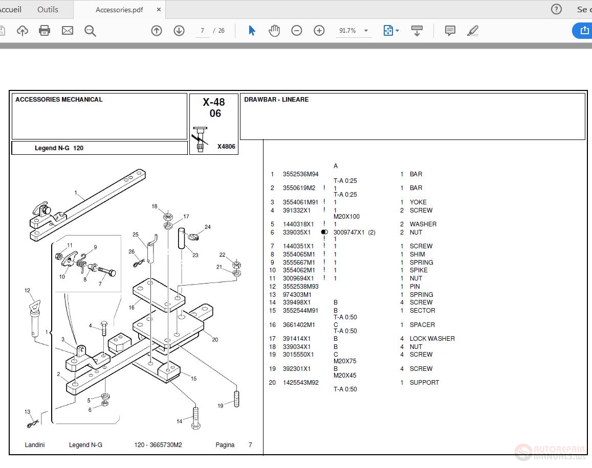 Landini Legend 130 NG parts catalog in PDF format