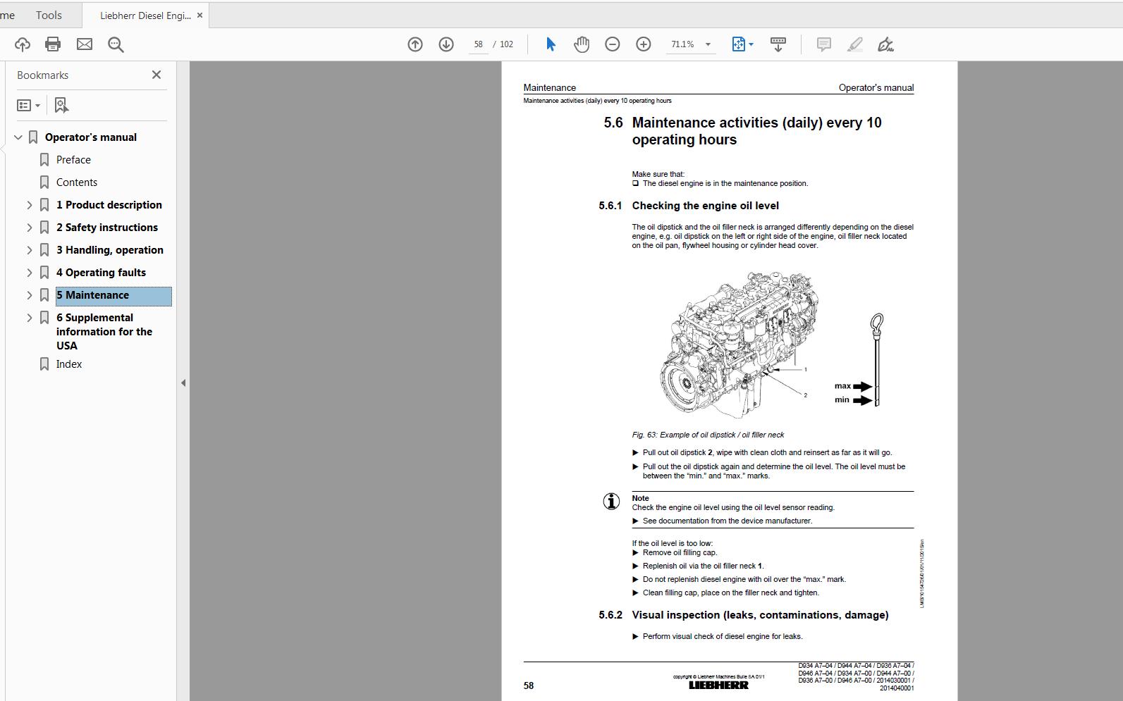 Liebherr Diesel Engine D934_D936_D944_D946_A7-04_A7-00 Operator Manual ...