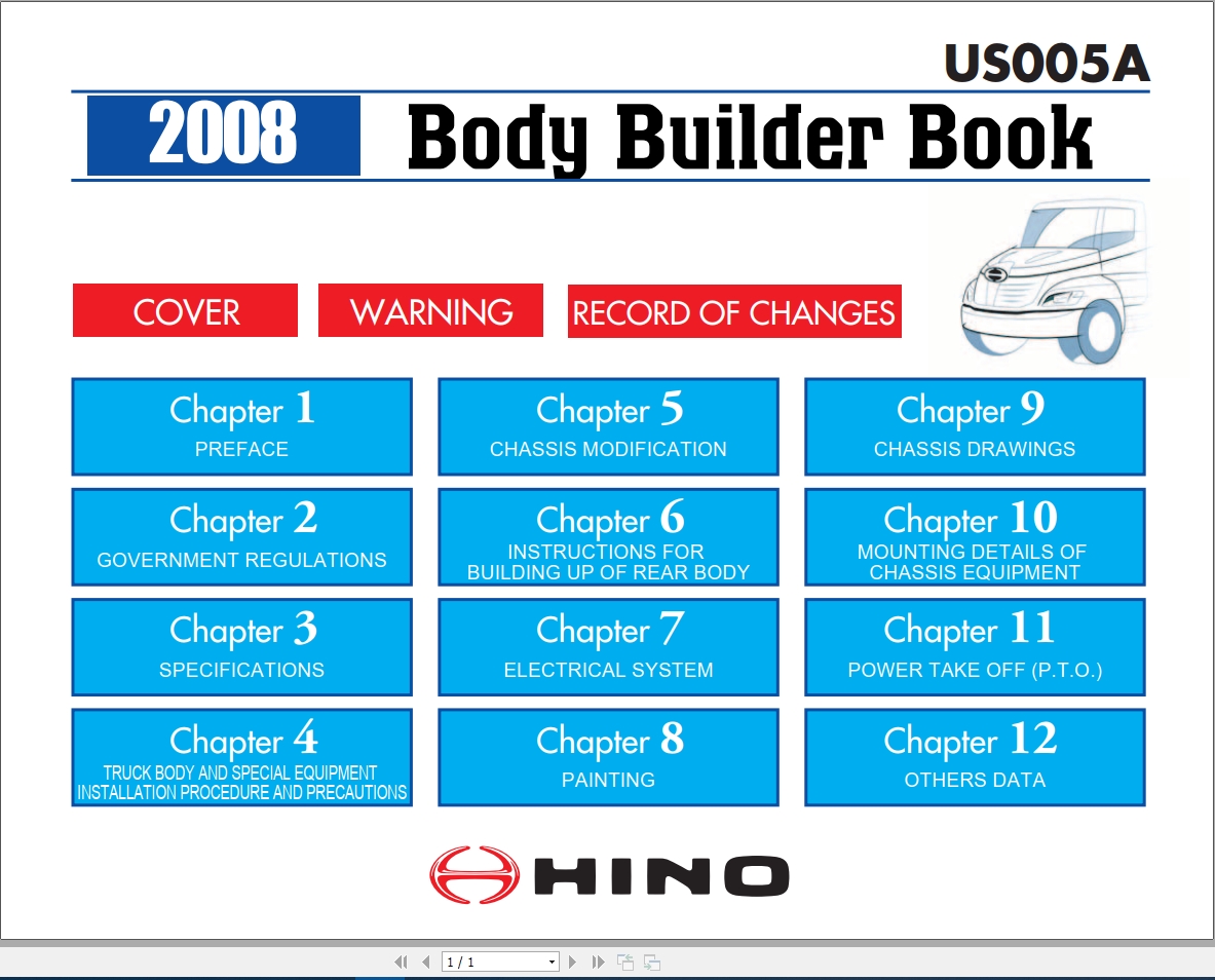 HINO Truck Body Builder Book US005A Manuals Guides 2008_EN | Auto