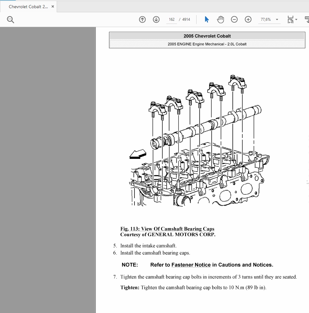 Chevrolet Cobalt 2005-2010 Service Repair Manual | Auto Repair Manual ...