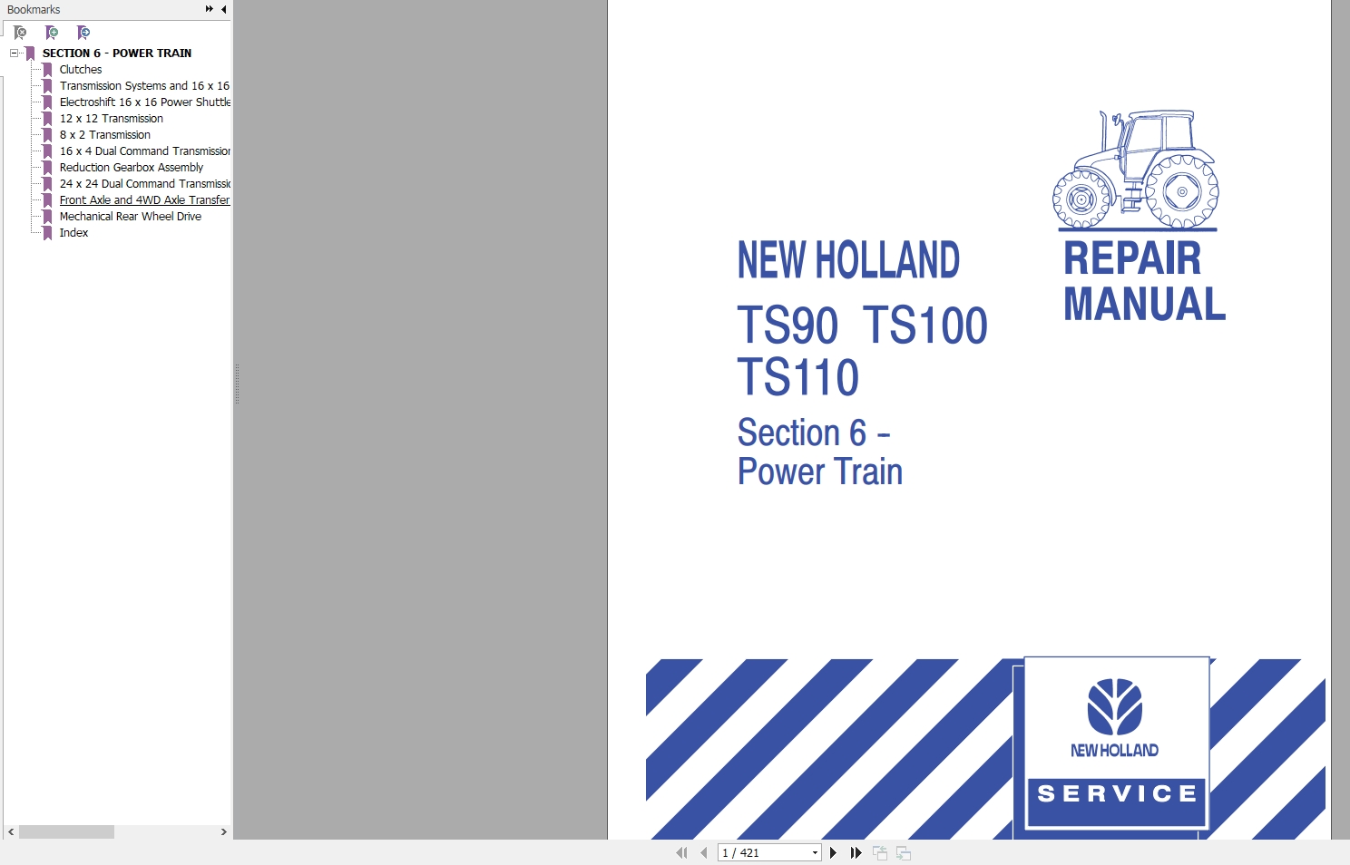 New Holland Tractor TS90,TS100,TS110 Service Manual | Auto Repair ...
