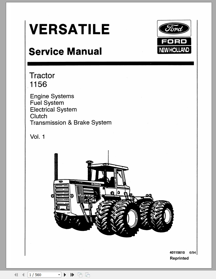 New Holland Versatile Tractor 1150 Service Manual_40115610 | Auto ...