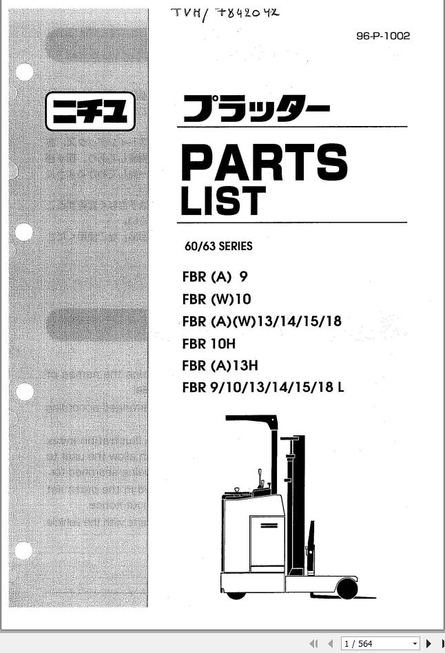 Nichiyu Forklift Fbr A W 9 18 60 63s Parts List 96p1002 Auto Repair Manual Forum Heavy Equipment Forums Download Repair Workshop Manual