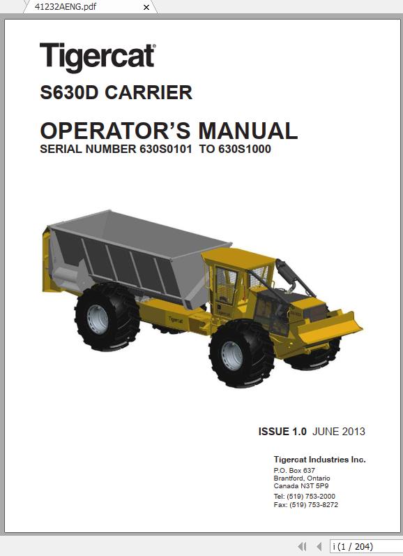 Tigercat S D Carrier Operator S Manual Aeng Auto Repair Manual