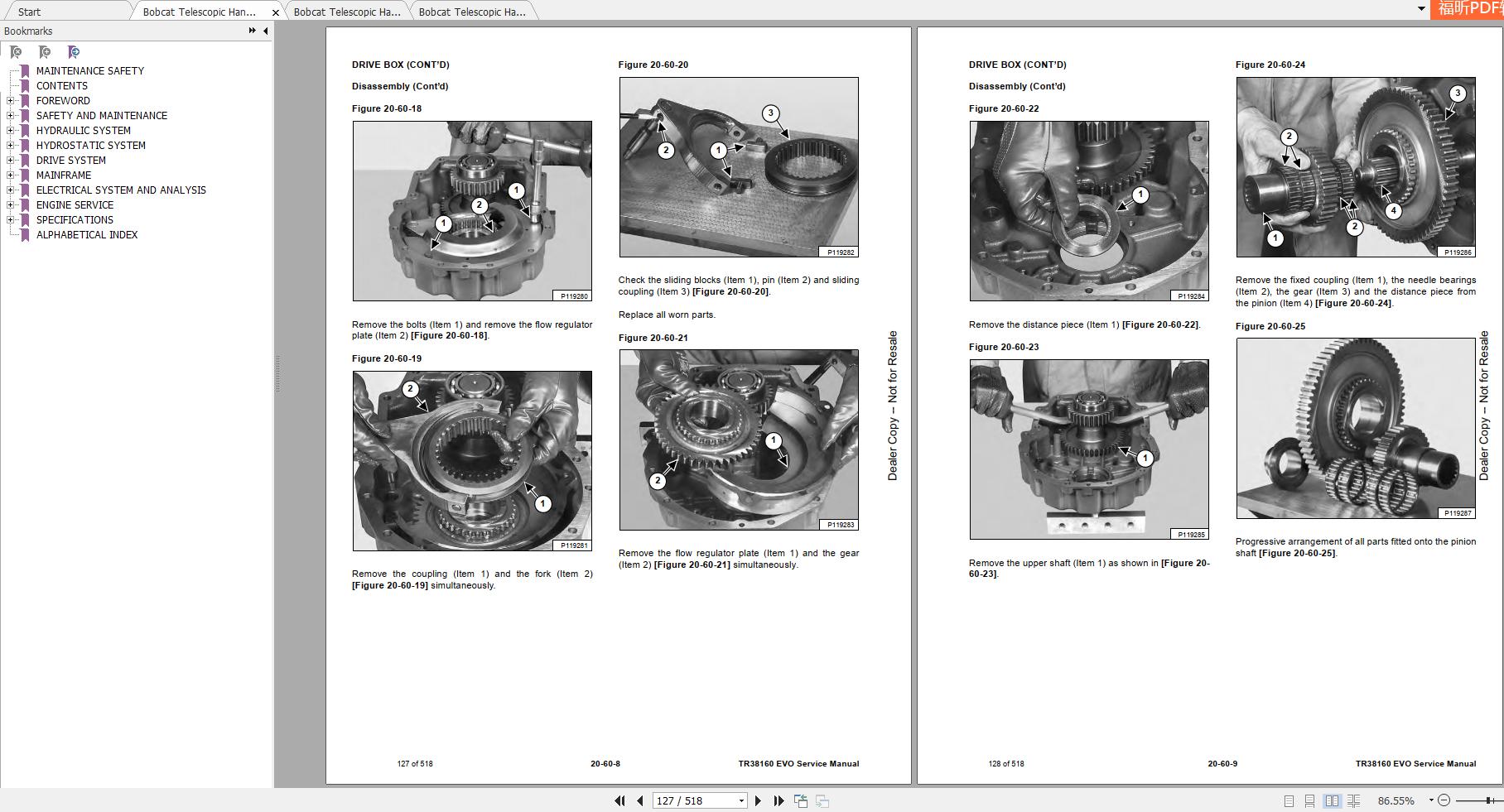 Bobcat Telescopic Handler (EVO) TR38160 Service Manuals | Auto Repair ...