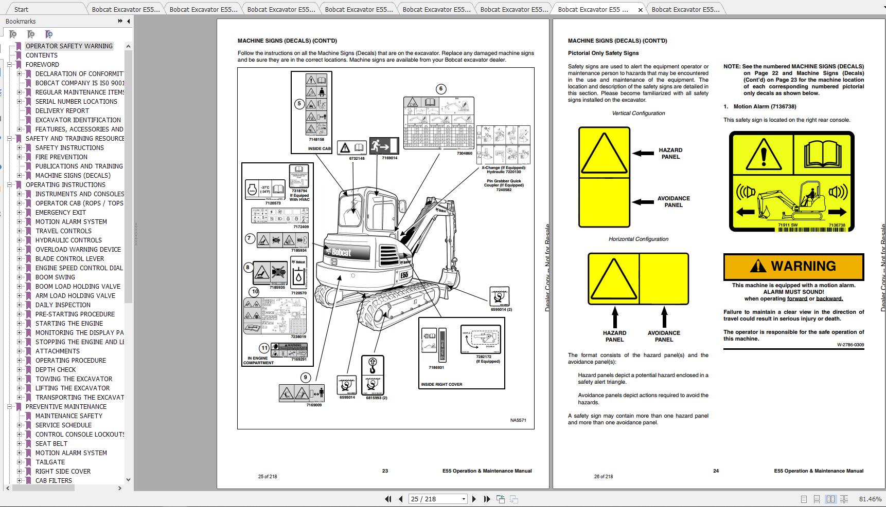 Bobcat Compact Excavator E55 Operation & Maintenance Manuals | Auto ...