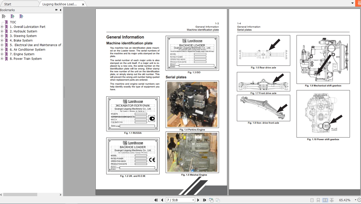 Liugong Backhoe Loader CLG766A,CLG777A Service Manual | Auto Repair ...