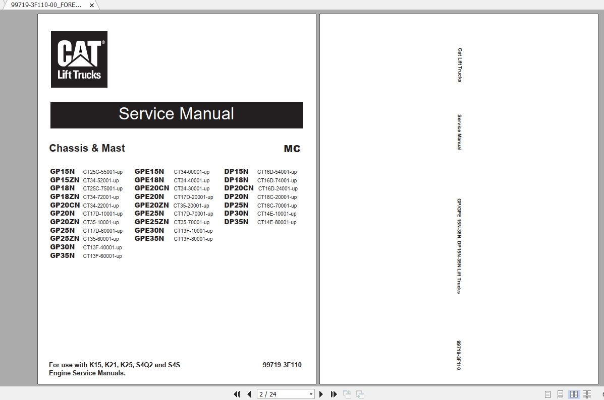 Caterpillar Lift Truck DP20N Service Manuals | Auto Repair Manual Forum ...