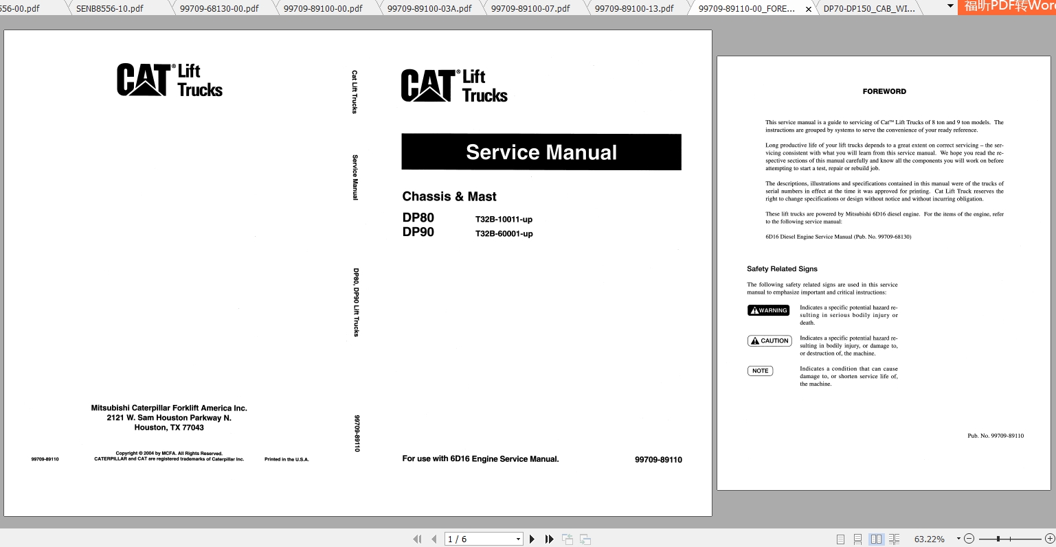 Caterpillar Lift Truck DP80 Service Manuals | Auto Repair Manual Forum ...