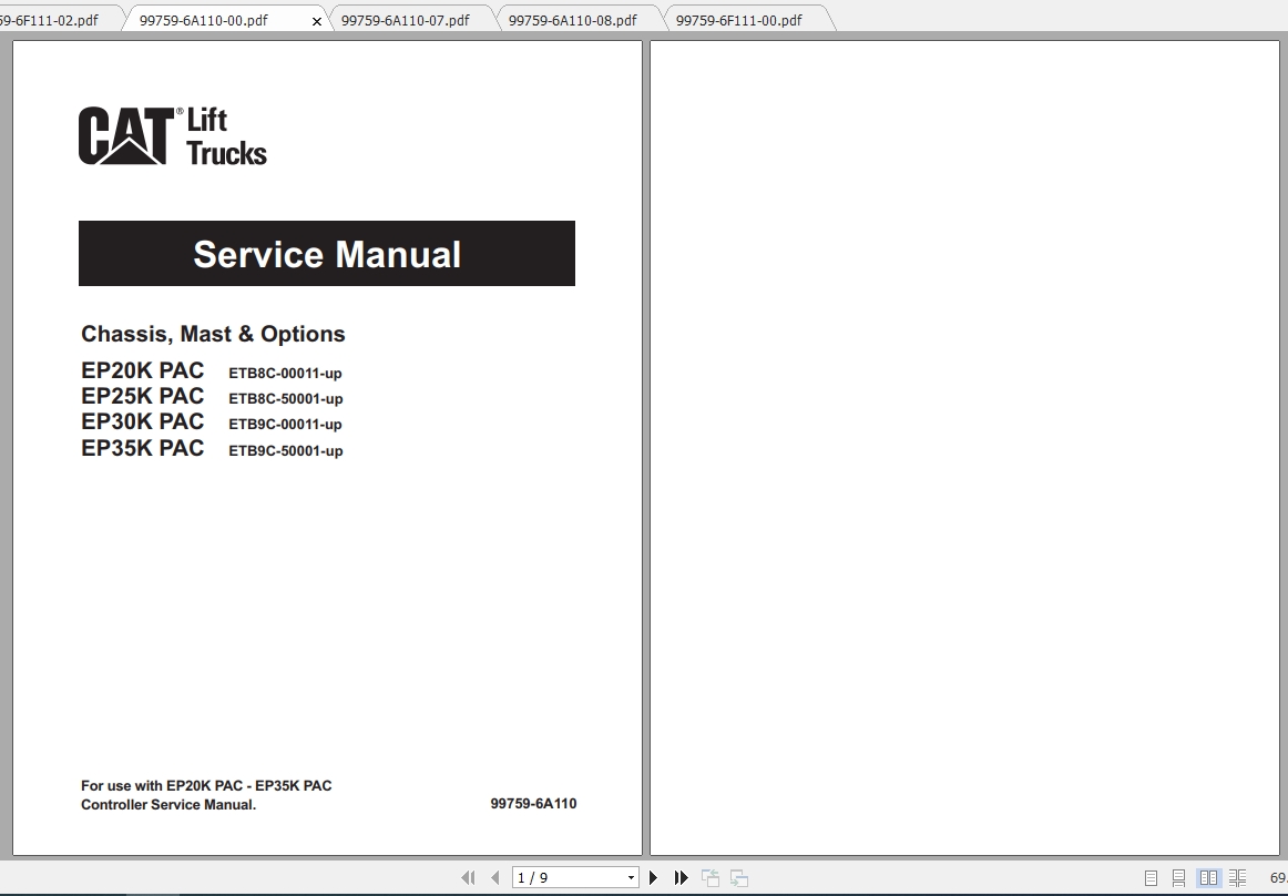 Caterpillar Lift Truck EP20K PAC Service Manuals | Auto Repair Manual ...