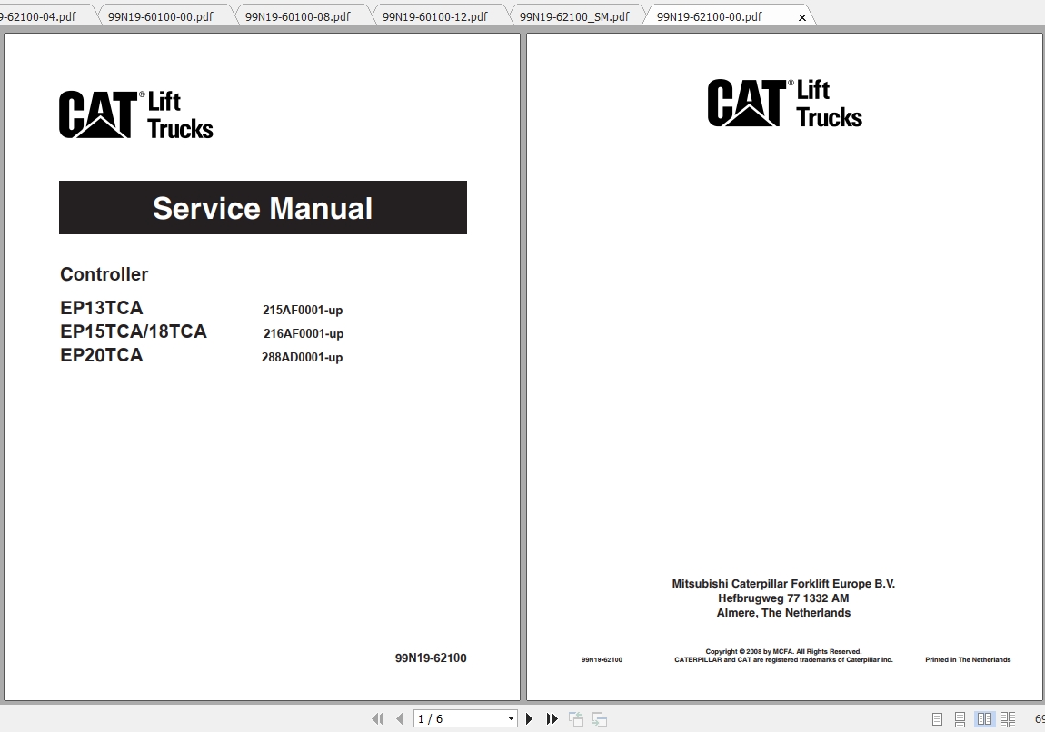 Caterpillar Lift Truck EP20TCA Service Manuals | Auto Repair Manual ...