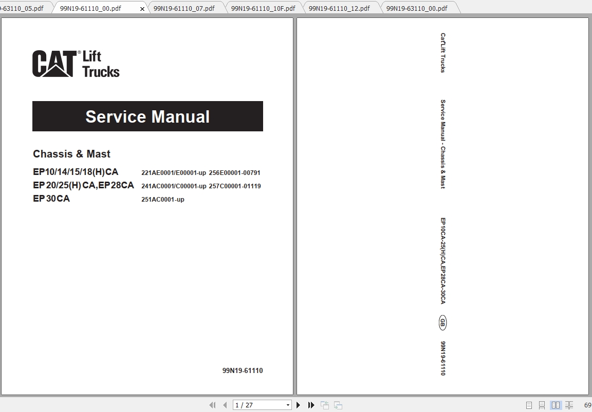 Caterpillar Lift Truck EP28CA Service Manuals | Auto Repair Manual ...