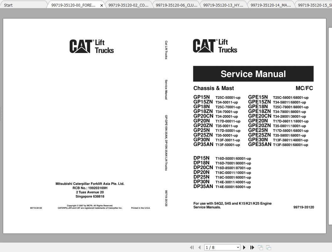 Caterpillar Lift Truck GPE15ZN Service Manuals | Auto Repair Manual ...