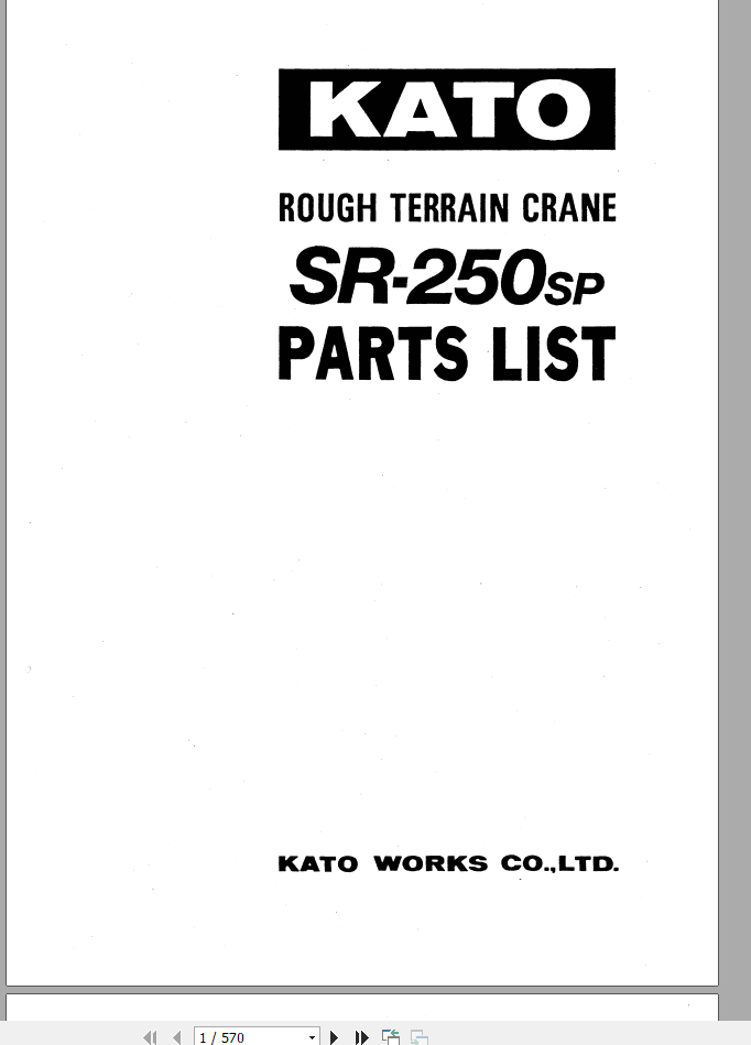 Kato Rough Terrain Crane SR-250SP Parts Operator Circuit Diagram | Auto