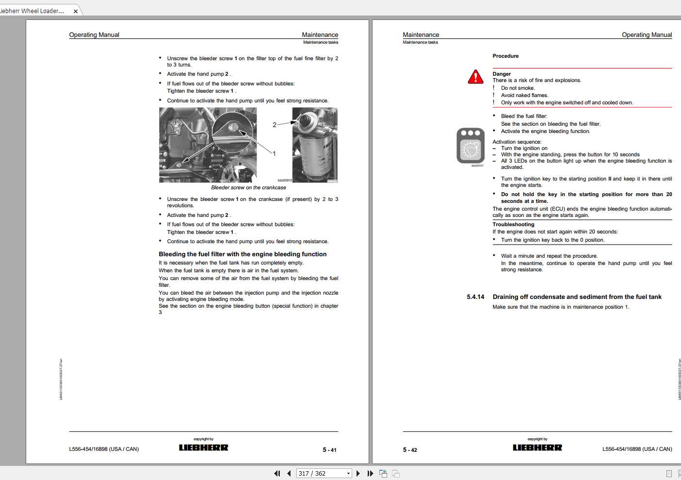 Liebherr Wheel Loader L556-454(USA-CAN) S.N-16898 Operators Manual ...