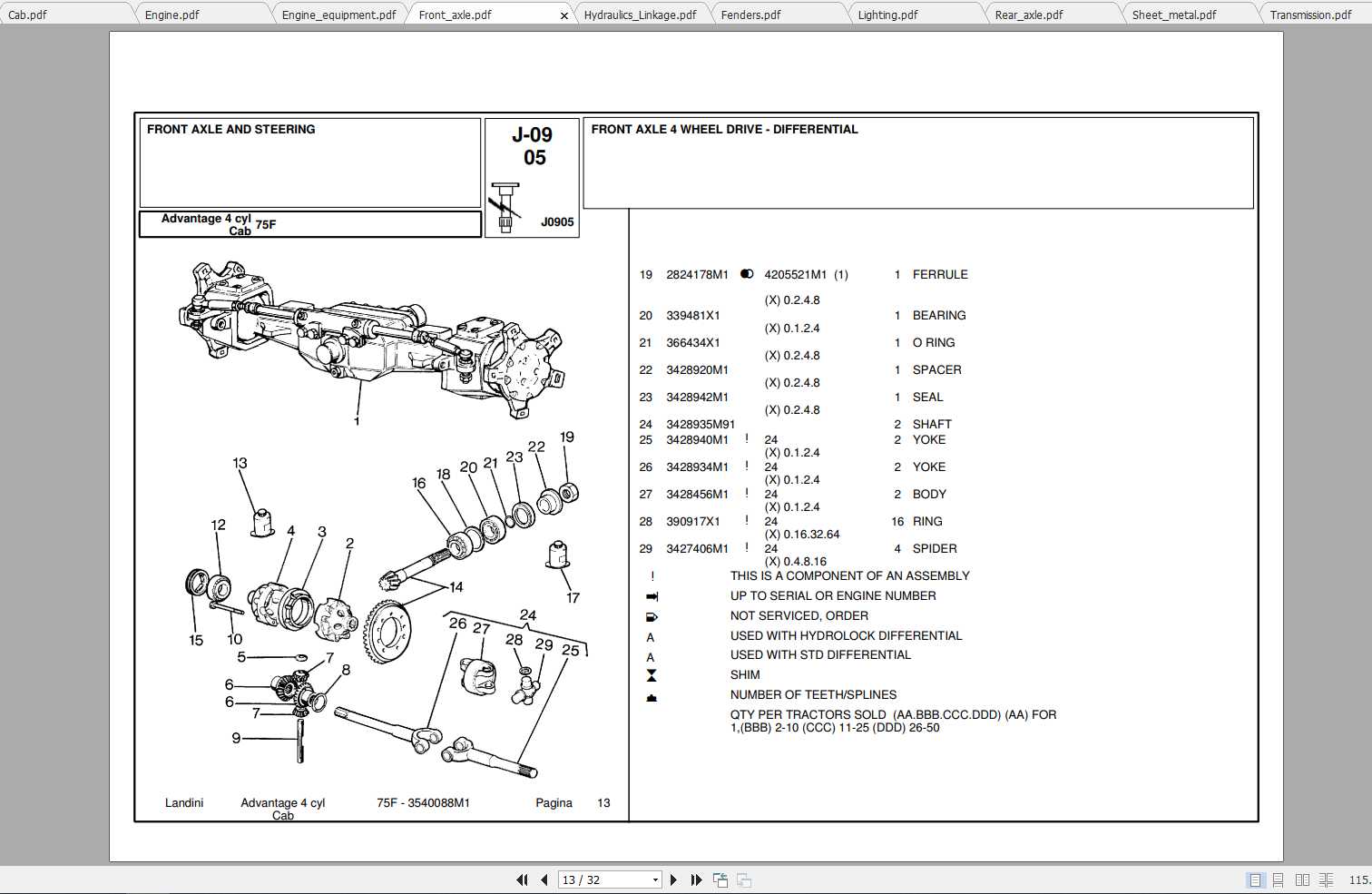 Landini Tractor Advantage 75F Parts Catalog_3540088M1 | Auto Repair ...