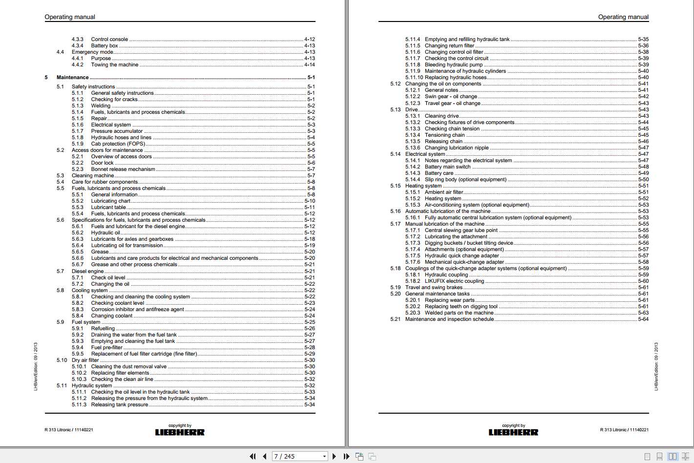 Liebherr Crawler Excavator R313 Litronic Operator's Manual_11140221 ...