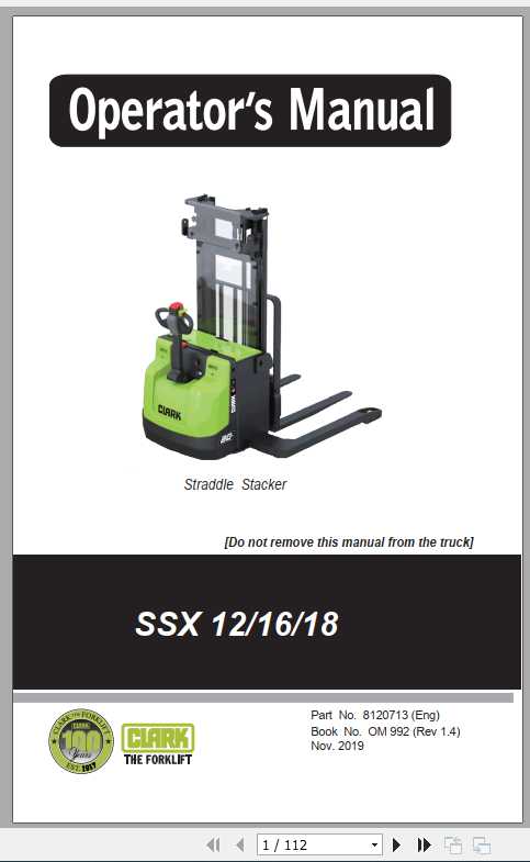 Clark Electric Pallet SSX12 SSX16 SSX18 OM-992 Operator's Manual_8120713 |  Auto Repair Manual Forum - Heavy Equipment Forums - Download Repair &  Workshop Manual