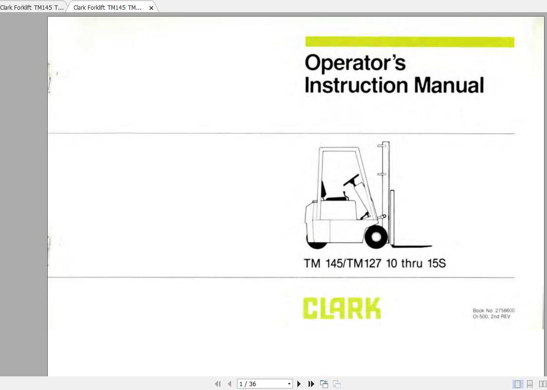 Clark Forklift Tm145 Tm127 10 15s Operators Instruction Manual Auto Repair Manual Forum