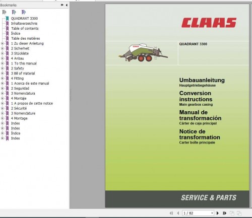 Claas Balers Quadrant 3300 Conversion Instructions FR DE EN RU 1