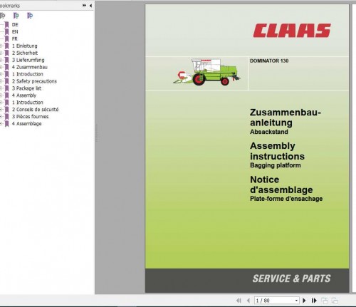 Claas Combines Dominator 130 Assembly Instruction FR DE EN RU 1