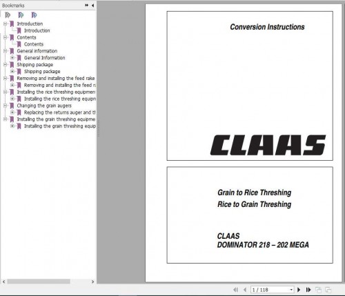 Claas Combines Dominator 218–202 Mega Conversion Instructions 1
