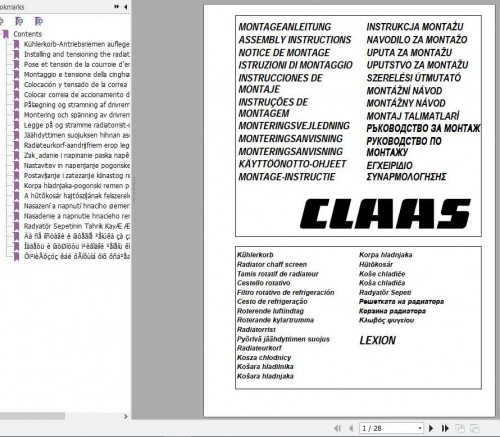 Claas Combines Lexion Assembly Instruction FR DE EN RU 1