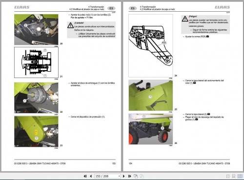 Claas Combines Tucano 480 470 Conversion Instructions FR DE EN RU 3