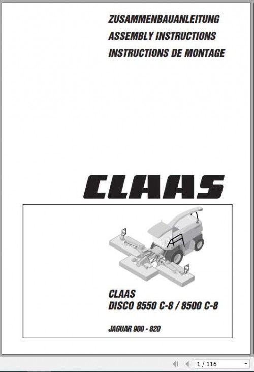 Claas Mowers Disco 8550 C 8 8500 C 8 Assembly Instruction FR DE EN RU 1