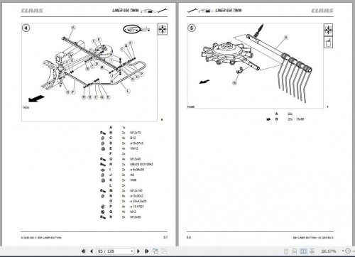 Claas Swathers Liner 650 Twin Assembly Instruction FR DE EN RU 2