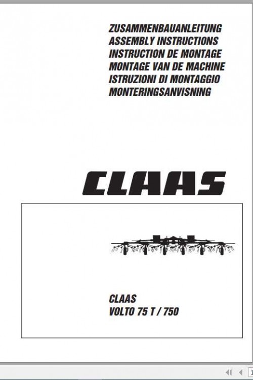 Claas Swathers Volto 75T 750 Assembly Instruction FR DE EN RU