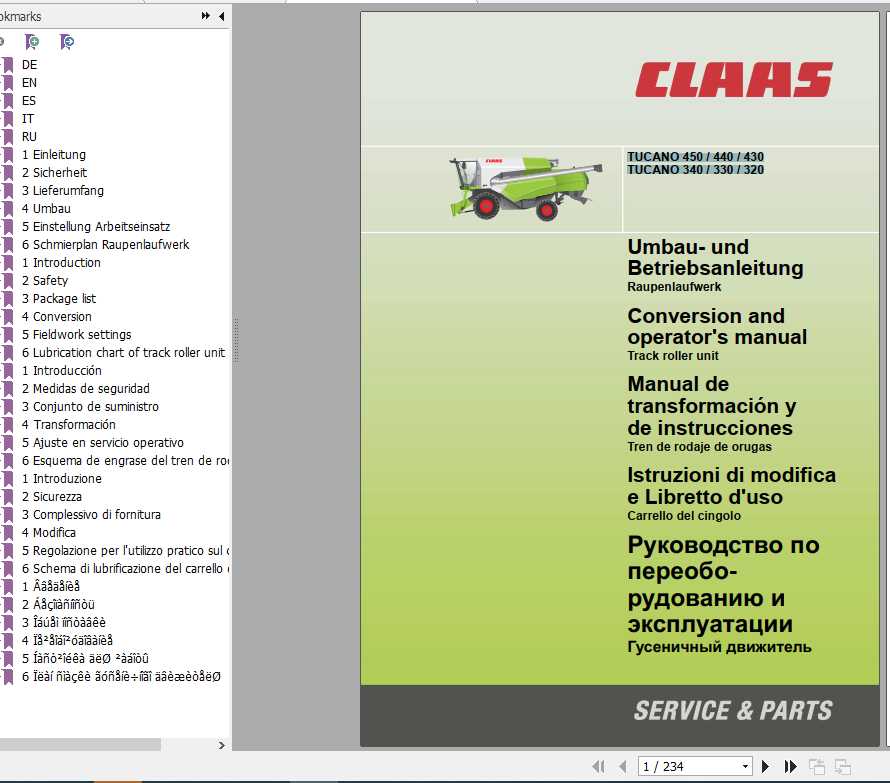 PDF CATALOGO manuale originale Claas TUCANO 330/320 catalogo parti di ricambio 