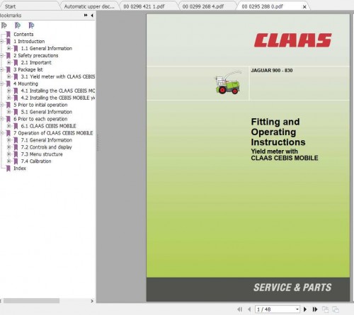 Claas Forage Harvesters JAGUAR 900 830 Fitting Instruction 1